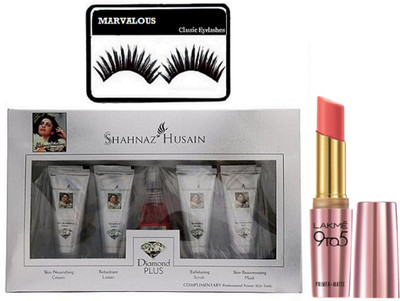 

Marvalous eyelashes , Diamond Plus Facial Kit with 9 to 5 primer matte lipstick(Set of 3)