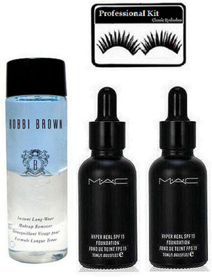 

Professional kit Eyelashes & Hyper Real Foundation (Pack of 2, Bobbi Brown Instant Long Wear Makeup Remover(Set of 4)