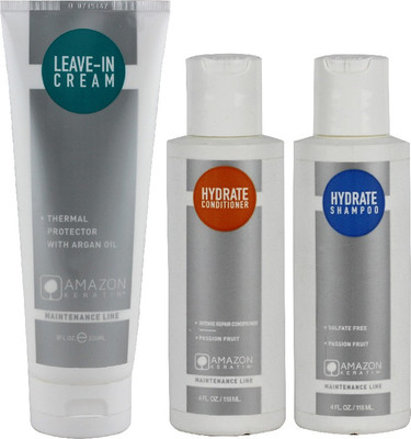 

AMAZON KERATIN Hydrate shampoo, Hydrate conditioner and Leave-in Cream(Set of 3)
