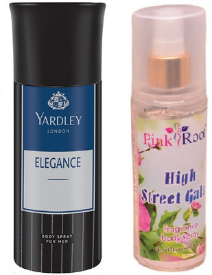 

Pink Root HIGH STREET GALS MIST 200ML WITH YARDLEY LONDON ELEGANCE DEO 150ML(Set of 2)