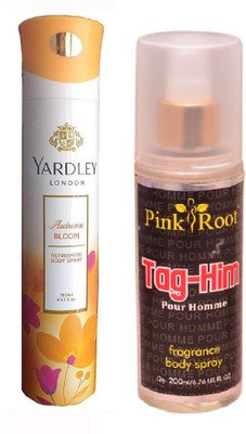 

Pink Root TAG-HIM MIST 200ML WITH YARDLEY LONDON AUTMN BLOOM DEO 150ML(Set of 2)