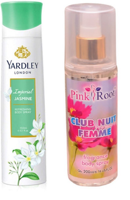 

Pink Root CLUB NUIT FEMME MIST 200ML WITH YARDLEY LONDON JASMINE DEO 150ML(Set of 2)