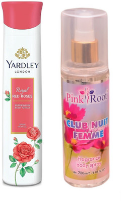 

Pink Root CLUB NUIT FEMME MIST 200ML WITH YARDLEY LONDON RED ROSES DEO 150ML(Set of 2)