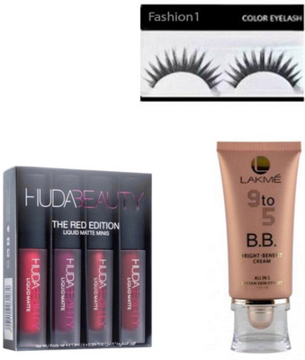 

FASHION 1 combo sets good eyelash, 9to5 B.B ceram luquid matte lipstick in 4(Set of 6)