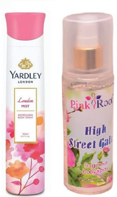 

Pink Root HIGH STREET GALS MIST 200ML WITH YARDLEY LONDON MIST DEO 150ML(Set of 2)