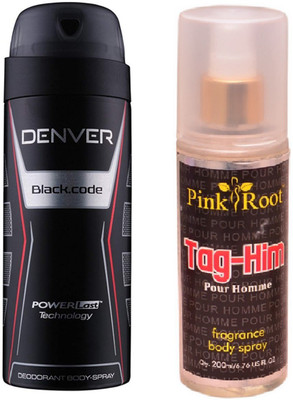 

Pink Root TAG-HIM MIST 200ML WITH DENVER BLACK CODE DEO(Set of 2)