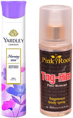 

Pink Root TAG-HIM MIST 200ML WITH YARDLEY LONDON MORNING DEW DEO 150ML(Set of 2)