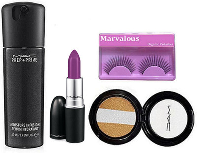 

marvalous Eyelashes, Prep + Prime Moisture Infusion Serum Hydratant, Eyeshadow Matte Finish Herion Lipstick(Set of 4)