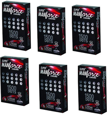

Manforce Litchi Flavoured - 1500 Dots Combo 6 CondomsÂ Â (Set of 6, 60S) Condom(Set of 6, 60S)