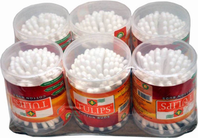 

desicolour Tulips Tulips Cotton Ear Buds (6 Jars of 100 Buds) (Pack of 6)(Pack of 50)