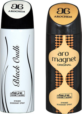 

AROCHEM BLACK OUDH AND ARO MAGNET DYNAMIC PURE DEODORANT Deodorant Spray - For Men & Women(200 ml, Pack of 2)