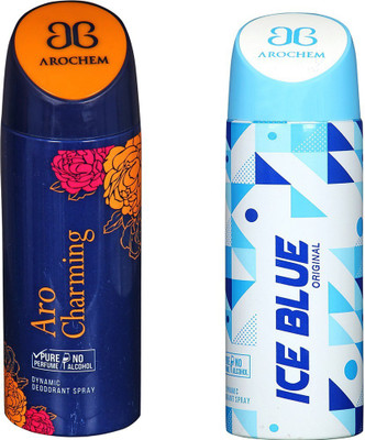 

AROCHEM ARO CHARMING AND ICE BLUE DYNAMIC PURE DEODORANT Deodorant Spray - For Men & Women(200 ml, Pack of 2)