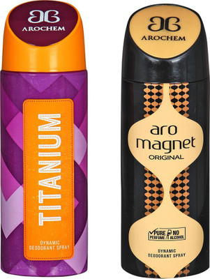 

AROCHEM TITANIUM AND ARO MAGNET DYNAMIC PURE DEODORANT Deodorant Spray - For Men & Women(200 ml, Pack of 2)