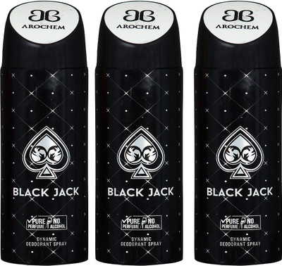 

AROCHEM BLACK JACK , BLACK JACK AND BLACK JACK DYNAMIC PURE Deodorant Spray - For Men & Women(200 ml, Pack of 3)