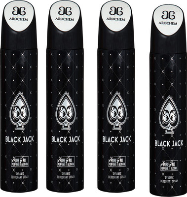 

AROCHEM BLACK JACK , BLACK JACK , BLACK JACK AND BLACK JACK DYNAMIC PURE Deodorant Spray - For Men & Women(200 ml, Pack of 4)