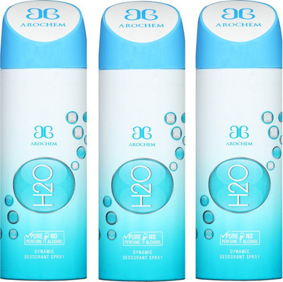 

AROCHEM H2O , H2O AND AND H2O DYNAMIC PURE Deodorant Spray - For Men & Women(200 ml, Pack of 3)