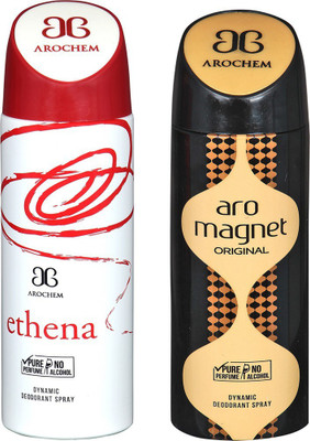 

AROCHEM ETHENA AND ARO MAGNET DYNAMIC PURE DEODORANT Deodorant Spray - For Men & Women(200 ml, Pack of 2)