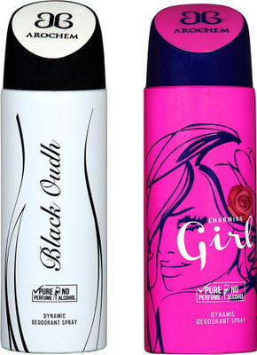 

AROCHEM BLACK OUDH AND CHARMING GIRL DYNAMIC PURE DEODORANT Deodorant Spray - For Men & Women(200 ml, Pack of 2)
