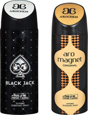 

AROCHEM BLACK JACK AND ARO MAGNET DYNAMIC PURE DEODORANT Deodorant Spray - For Men & Women(200 ml, Pack of 2)