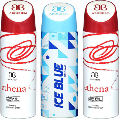 

AROCHEM ROMEO , ICE BLUE AND ROMEO DYNAMIC PURE Deodorant Spray - For Men & Women(200 ml, Pack of 3)