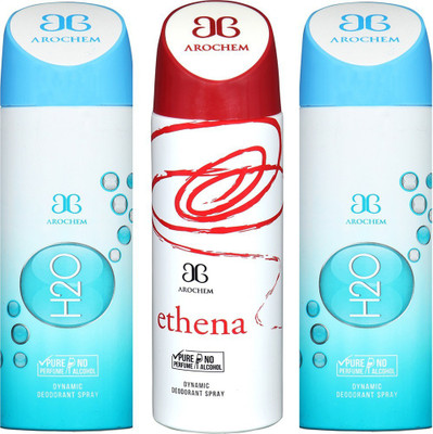 

AROCHEM H2O , ETHENA AND AND H2O DYNAMIC PURE Deodorant Spray - For Men & Women(200 ml, Pack of 3)