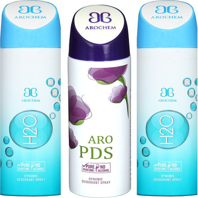 

AROCHEM H2O , ARO PDS AND AND H2O DYNAMIC PURE Deodorant Spray - For Men & Women(200 ml, Pack of 3)