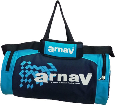 

Arnav Stylish Printed Round Duffel Bag With 2 Side Pockets for Sports Travel camping Gym Bag(Blue)