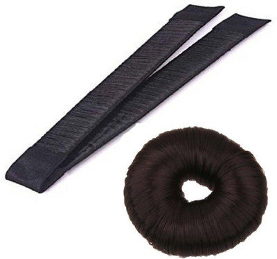 

A J DISTRIBUTORS French Bun Maker Women Girls, Hair Styling Donut Bun Maker Accessories, Black, set of 2 pcs Bun (Black) Hair Accessory Set(Black)