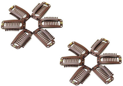 

Ritzkart 12 pc small Clip in Hair Extensions U-shape with soft rubber 6 Teeth Stainless Steel Material 12 Pcs/pack SMALL Size Brown color … Hair Clip(Brown)