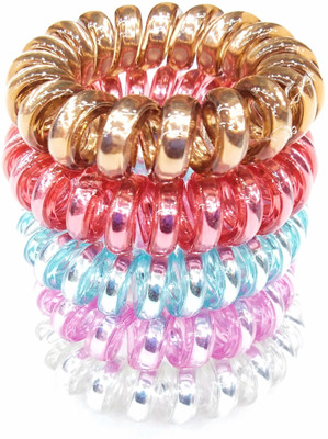 

Fairytale Premium Quality Multi-Colour Glossy Silver Shiny Small Thic Spiral Hair Rubber Band For Girls And Womens. Size 4 cm Rubber Band(Multicolor)