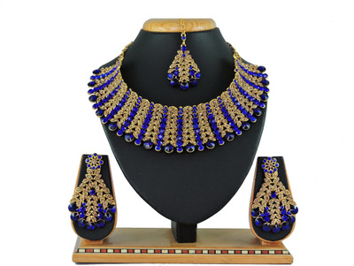 VATSALYA creation Alloy Gold-plated Blue, Gold Jewellery Set(Pack of 1)