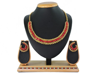 VATSALYA creation Alloy Gold-plated Red, Gold Jewellery Set(Pack of 1)