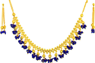 Shining Jewel Brass Gold-plated Blue, Gold Jewellery Set(Pack of 1)