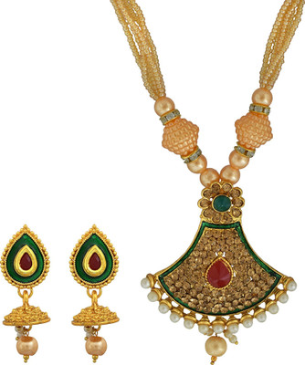 Dzinetrendz Brass Gold-plated Multicolor Jewellery Set(Pack of 1)
