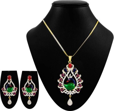 JEWELS GURU Brass Gold-plated, Silver Multicolor Jewellery Set(Pack of 1)