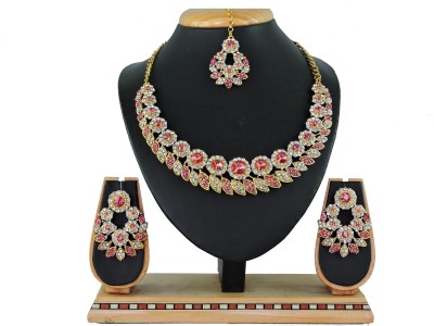 VATSALYA creation Alloy Gold-plated Pink, White Jewellery Set(Pack of 1)