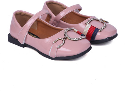 

FEETWELL Girls Velcro Ballerinas(Pink