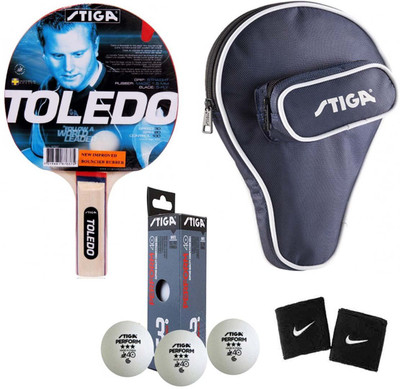 

Cosco STIGA Toledo Table Tennis ( 1 Bat, 1 Bat Cover "Training", 3 Table Tennis Balls, 2 Wrist Band ) ( Color on Availability) Table Tennis Kit