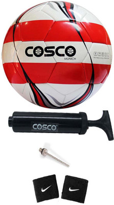 

Cosco Combo of Football ( 1 Munich : Size - 5 ) ( Color on Availability), ( 1 Pump ), ( 2 Band ) Football Kit