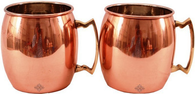 

IndianArtVilla IAV-C-2-112A Copper Mug(532.26 ml, Pack of 2), Brown