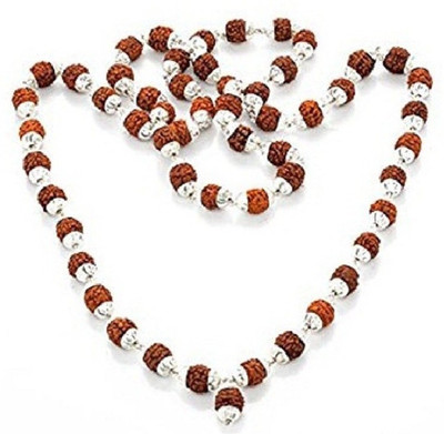 Eshopee 5 Mukhi Rudrakhsa Mala Silver Plated Wood Chain