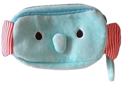 

Shakti elephant Pencil Pouch with Two Compartments (ONE Pouch) Art Canvas Pencil Box(Set of 1, Light Blue)