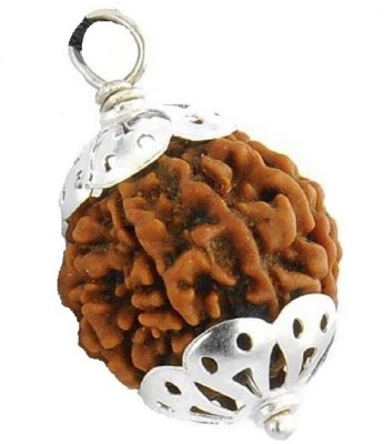 SHIVOHAM 5 Mukhi Nepal Rudraksha Silver Cap Wood Pendant