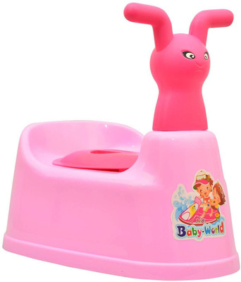 

ONLINE CHOICE Toilet Trainer Baby Potty Seat Cartoon Face with Removable Tray & Closing Lid Potty Seat(Pink)
