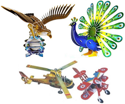 

JDGEE COMBO OF 3 MORDEN HELICOPTER, PLANE, EAGLE & PEACOCK 3D GAME FOR CREATIVE CHILDREN(45 Pieces)
