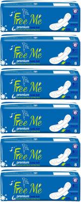 

Free Me Premium Comfy Soft Enriched with Neem and Aloe vera Cottony soft with wings pads ( 6*8=48 pes) Sanitary Pad(Pack of 8)