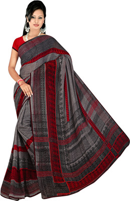 Kalaa Varsha Floral Print Daily Wear Poly Georgette Saree(Black)