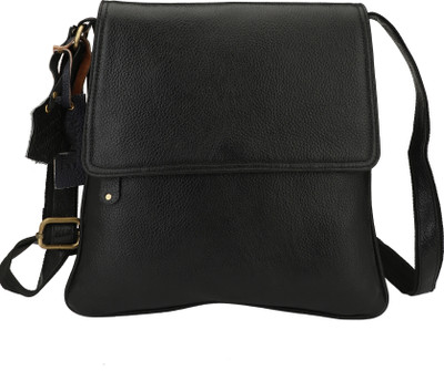 

U Carry Me Women Casual, Formal Black Genuine Leather Sling Bag