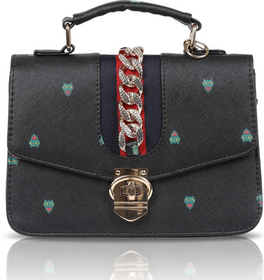 

Fiona Trends Women Evening/Party Black PU Sling Bag