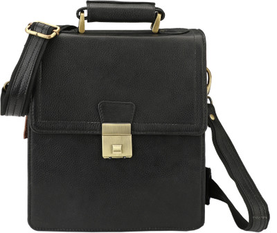 

U Carry Me Men & Women Casual, Formal Black Genuine Leather Sling Bag